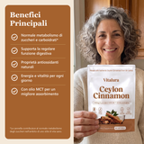 Benefici principali della Cannella di Ceylon Vitalura: metabolismo degli zuccheri, digestione, antiossidante, energia